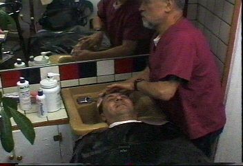 204 JW4 US barbershop shampoo and haircut by barber MTM