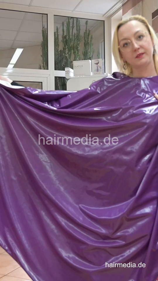 1183 Juli by Jiota shampoo and small rod faked perm sesssion PVC capes complete vertical video