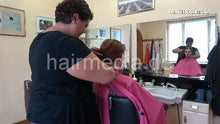Load image into Gallery viewer, 8147 JuliaR 1 by DanielaG dry haircut drycut in vintage barbershop barberchair