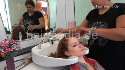 8147 JuliaR 2 by DanielaG pampering hairwash in vintage ladies hairsalon backward