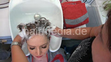 Laden Sie das Bild in den Galerie-Viewer, 8147 JuliaR 2 by DanielaG pampering hairwash in vintage ladies hairsalon backward