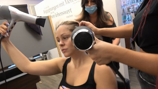 4060 Kyra long hair teen bleaching XXL hair 4 blow and dry buzzcut