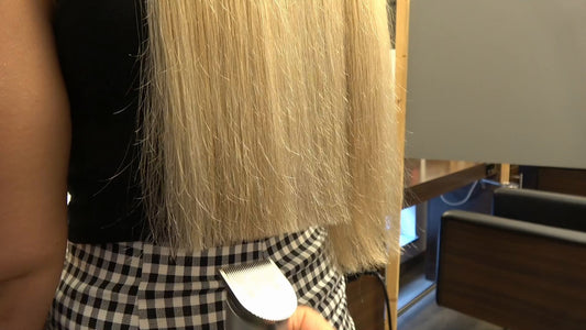 4060 Kyra long hair teen bleaching XXL hair 4 blow and dry buzzcut