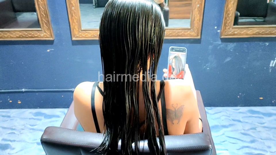 1163 82 Ladies haircut braid cutting Long Bob