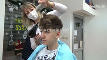 Cargar imagen en el visor de la galería, 2022 LazarZ 3 young man mom controlled after cut forward wash by barber Jelena