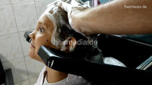 Load image into Gallery viewer, 1170 Lea 8 years old girl 2 shampoo backward by barber facecam