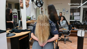 543 04 LinaW second fresh washed thick blond hair forward wash and blow styling by Leyla