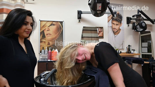 543 06 LinaW by Natasha second fresh styled blond hair forward wash and blow styling