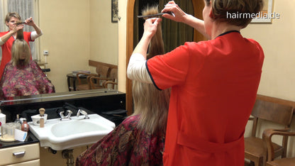 8150 MariaK by OlgaS 2 dry cut haircut in red apron by colleauge