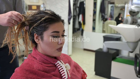 1193 MarinaM haircare in red PVC cape