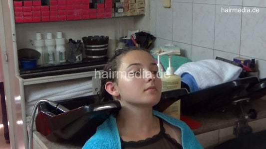 7075 Teen Marina 3 post perm long and rich lather hair ear and face shampoo by barber and blow