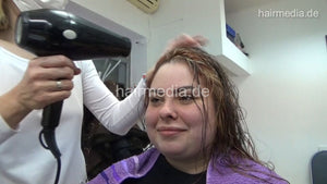 8401 MashaRed forward shampoo hairwash and blow style in barbershop by female barber JelenaB