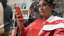 Load image into Gallery viewer, 8158 Meriem 4 under the dryer in red pvc cape