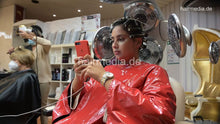 Load image into Gallery viewer, 8158 Meriem 4 under the dryer in red pvc cape