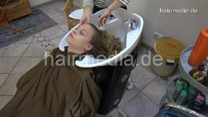 9078 Michelle 1 teen by LaraE 1st very thick long hair backward salon shampoo