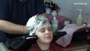 1190 Miki young boy 1 backward shampoo by barber backward
