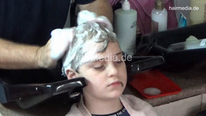 1190 Miki young boy 2 second backward shampoo by barber backward