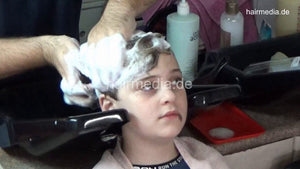 1190 Miki young boy 2 second backward shampoo by barber backward