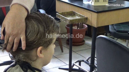 1190 Miki young boy 3 haircut and blow by mature barberette Ružica