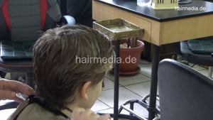 1190 Miki young boy 3 haircut and blow by mature barberette
