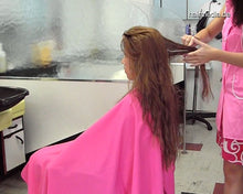 Cargar imagen en el visor de la galería, 196 NicoleB 1 by AnjaS longhair backward salon brush and shampooing in pink apron