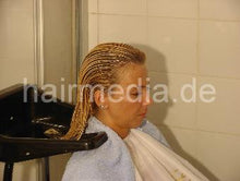Laden Sie das Bild in den Galerie-Viewer, 3913 Patrizia blonde home wash in mobile sink by male barber