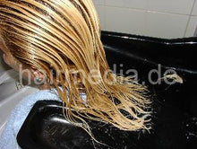 Cargar imagen en el visor de la galería, 3913 Patrizia blonde home wash in mobile sink by male barber