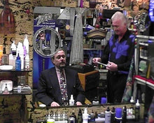 将图片加载到图库查看器，203 s0030  1999 barbershop businessman hairwater scalp massage by barber