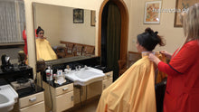 Laden Sie das Bild in den Galerie-Viewer, 8150 Parastu by MariaK 1 caping in barberchair in barbershop large capes