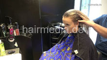 Load image into Gallery viewer, 381 Sophie in black salon backward shampooing and haircut by barber