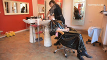 Cargar imagen en el visor de la galería, 1173 01 SophieS by AlinaR LI custom shampooing backward vinylcape and leatherpants