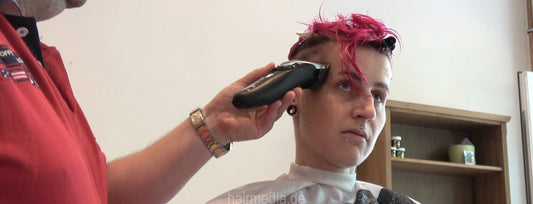 8146 Sophie buzzcut pinked hair by barber clippercut
