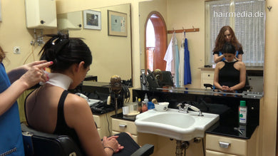 1034 TamaraA by JuliaR caping in barbershop at barberchair