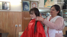 Load image into Gallery viewer, 1190 Tea young girl 2 haircut by mature barberette