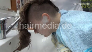 8401 Masha 2 teen forward shampoo hairwash in barbershop by female barber JelenaB