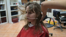 Load image into Gallery viewer, 1171 Liesa 3 blow dry Amal in red vinyl cape and neckstrip