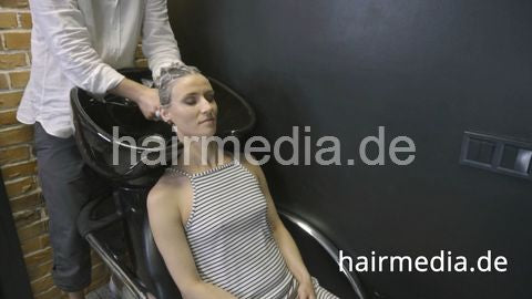 7200 Maria Kucher short hair perm - shampoo part by Ukrainian barber