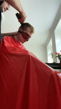 Load image into Gallery viewer, 2012 20210615 lockdown eyemask buzzcut by hobbybarber in home office red vinyl cape