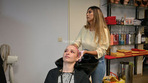 8168 Alexa painted hair by Zoya 1 backward salon hairwash shampooing by Zoya and barber