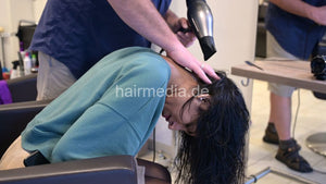 397 Indian hair model ASMR extrem long salon shampooing by barber