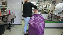 Load image into Gallery viewer, 9146 KseniaK by Justyna ASMR backward salon shampooing in purple pvc vinyl shampoocape