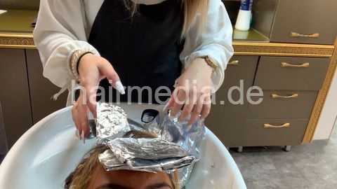 4117 Judy 0821 highlighting Part 2 shampooing by long white nail shampoogirl