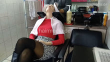 Load image into Gallery viewer, 6207 VanjaA in boots backward salon shampooing hair and ear by barber  facecam