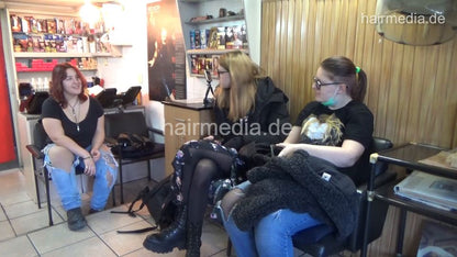 6207 young girls Chris broken jeans 1 backward salon shampooing hair and ear by barber wash