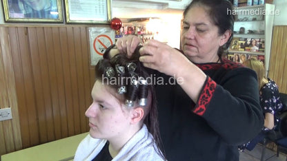 6207 young girls Masha 2 haircut undercut and wet set by mature barberette