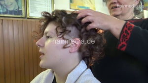6207 young girls Masha 2 haircut undercut and wet set by mature barberette