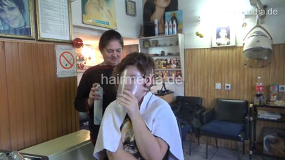 6207 young girls Masha 2 haircut undercut and wet set by mature barberette
