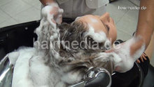 将图片加载到图库查看器，350 AnjaH 2 by Talya in white apron backward salon shampooing hairwash