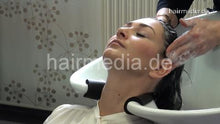 Load image into Gallery viewer, 7084 Annelie 1 backward salon hair shampooing in black skirt, black nylons and high heels