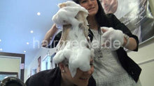 Cargar imagen en el visor de la galería, 9048 02 Alina blonde business woman forward salon shampooing in transparent glass bowl by SandraN